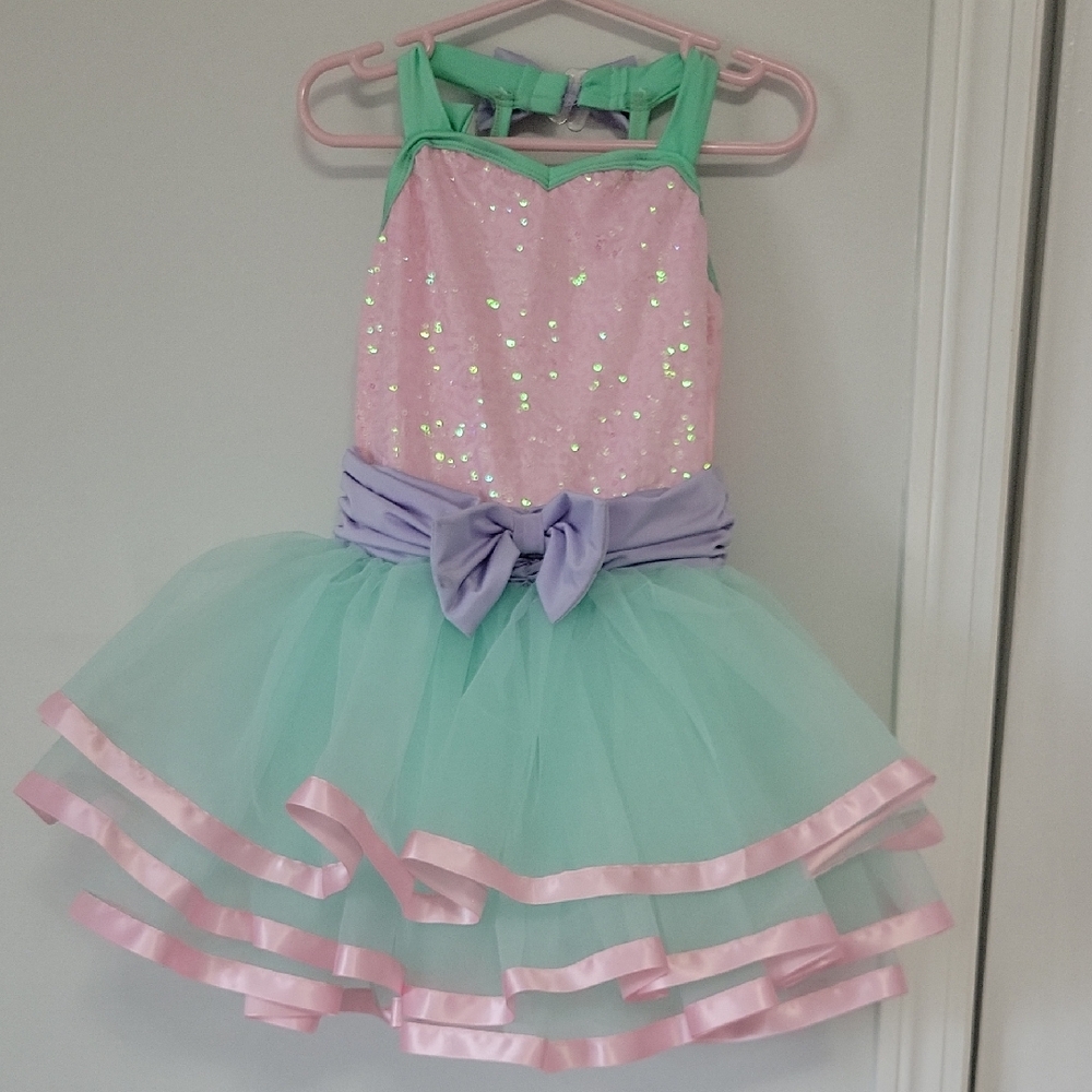 Girls Mint & Pink Sequin Tulle Party Costume Dress - Brand: